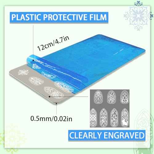 PH PandaHall 3pcs Glass Window Nail Art Templates, 79 Patterns Flower Window Mini Flower Nail Stamping Plate Nail Art Stencils Stainless Steel Plates for Nail Design Print Manicure Salon
