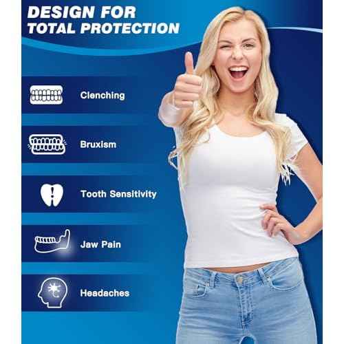 Mouth Guard for Grinding Teeth at Night,Teeth Grinding Mouth Guard for Sleep,Reusable Guards for Sleeping,4 Pack/2 Size,Transparent