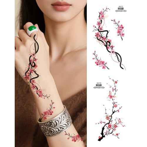 10 Sheets Flower Temporary Tattoos Floral Fake Tattoo Stickers Adult Floral Tattoo Sticker, Fake Tattoos That Look Real And Long Lasting Tattoo Sticker Waterproof Girls Tattoos