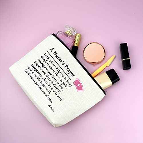 Mxrymvu Nurses Cosmetic Bags Nurse Prayer Gifts Makeup Bag Nurse Student Graduation Gift Nurse's Week Gift Inspirational Gifts for RN Thanksgiving Christmas Birthday Present Travel Toiletry Pouch