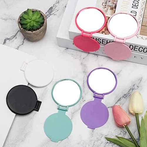 Windspeed 12 Pcs Mini Folding Mirror Round Compact, 2.4 in Small Portable Travel Makeup Mirror Compact Mirror Bulk Round Makeup Mirror for Purse, Women Girls Travel Daily Use