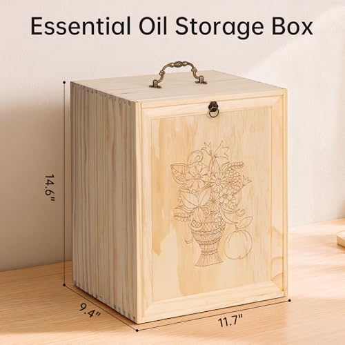 TORIBIO Essential Oils Box for 192 Bottles, Wooden Essential Oils Storage Organizer Holds 5 10 15 20 30 ml for Young Living & Doterra Bottles