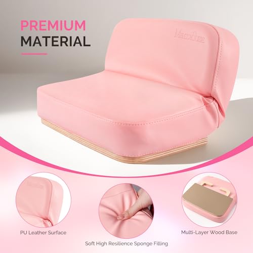MelodySusie Foldable Manicure Arm Rest for Nails Tech, Adjustable Nail Arm Rest for Acrylic Nail Art, Professional PU Leather Nail Hand Rest Stand for Manicurist, Pink