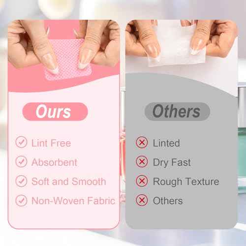 Lint Free Nail Wipes, 540PCS Nail Supplies Nail Polish Remover Wipes, Super Absorbent Soft Nail Wipes for Fingernail Polish Remover and Eyelash Extension Wipes for Nail Art