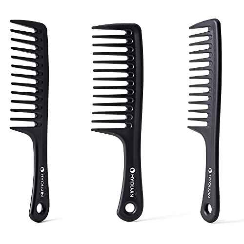 HYOUJIN Black Large Wide Tooth Detangler Paddle Brush - Best Styling Comb for Curly, Wet, Long Hair