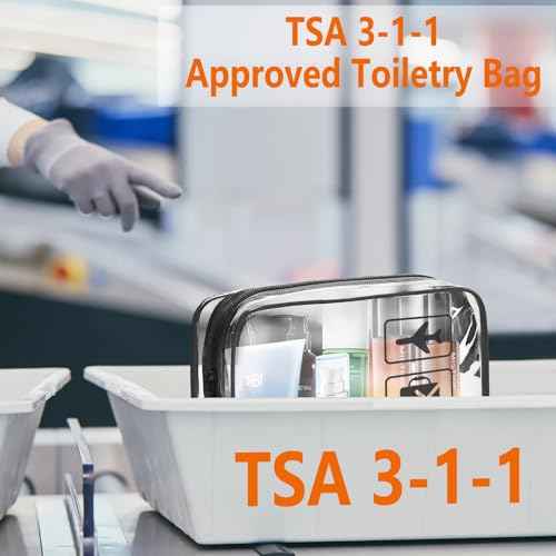 TSA Approved Toiletry Bag 3Pcs - 3 Pack Clear Travel Bags for Toiletries, Carry on Airport Airline Compliant Bag,Makeup Bags Clear Toiletry bags Quart Size Travel Bag,Black