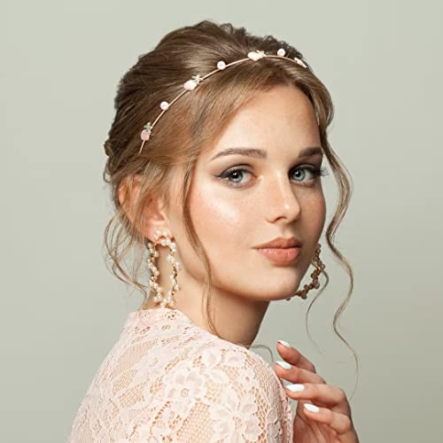 3pcs Rhinestone Starfish Headbands Handmade Pearl Seashell Mermaid Headbands Crystal Hair Hoops Bridal Headpiece Vine Tiara Halloween Beach Wedding Hair Accessories for Bride Women Silver Gold