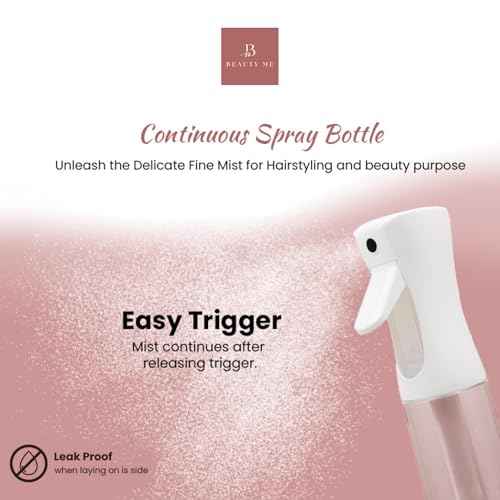 Continuous Mist Spray Bottle - 10.1oz Fine Mist Sprayer for Hair Styling, Cleaning, Plants, Salons, Essential Oils, and More - White