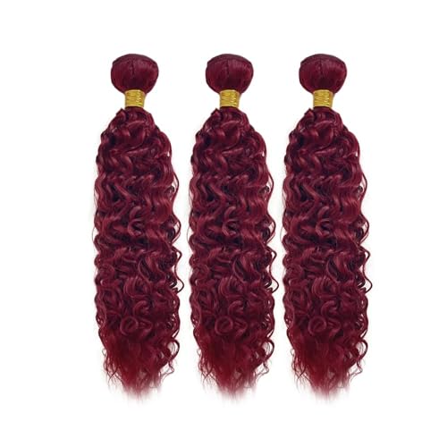 Augfst Brazilian Virgin Human Hair Bundles Burgundy 99J Water Wave Curly Human Hair Bundles 20 22 24 inch Unprocessed Brazilian Wine Red Quick Weave Hair for Black Women