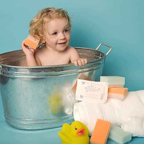 Loofah Sterilized Cradle Cap Brush - 3-pk Sterile and Safe 2 in 1, Baby Bath Sponge | for Treatment Time Puff, Multicolored