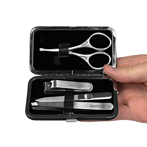 Kershaw Men's Stainless Steel Manicure Set, 4-Piece with Case (KMCURE), Regular