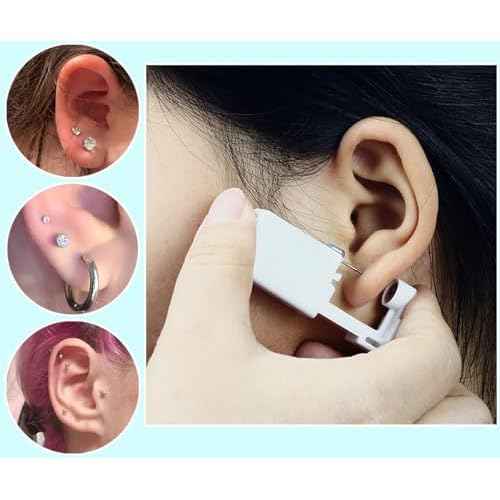 Ear Piercing Kit Disposable Ear Piercing Gun Kit with Sterile Multi-sized CZ Earring Studs Easy and Safe Earring Self Piercing Kit for Your Own Use at Home