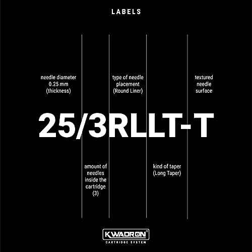 Kwadron Cartridge Tattoo Needles Cartridges, Box of 20, Tight Liners Long Taper - 3 Tight Liner Long Taper - 30/3RLLT