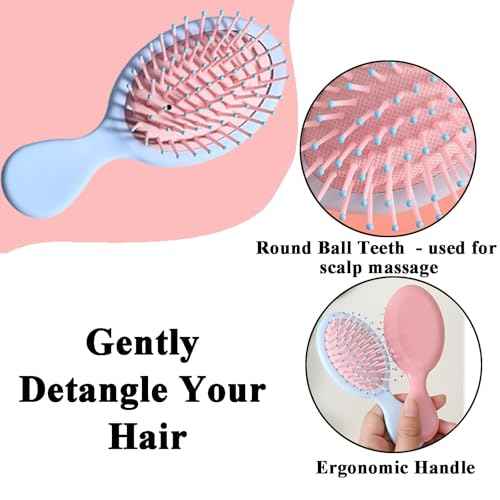 12 Pack Mini Hair Brush Bulk, Wet Hair Brush for Travel, Mini Brush for Most Hair Types, Travel Brushes, Bridesmaid Gifts