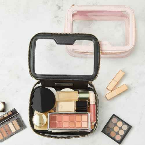 ROWNYEON Clear Makeup Case Toiletry Bag Multipurpose Travel Makeup Train Case Portable Cosmetic Organizer Transparent Storage Bag