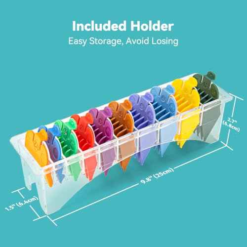 10 Professional Hair Clipper Guards Cutting Guides Compatible with Most Wahl Clippers with Organizer, Color Coded Clipper Combs Replacement - 1/16" to 1"