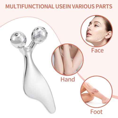 3D Metal Facial Roller Massager- Improves Complexion & Remove Eye Wrinkles, Face Massage Tool - Skin Tightening & Toning, Gua ShaTool-Tightens & Tones Skin Appearance.