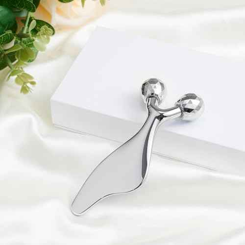 3D Metal Facial Roller Massager- Improves Complexion & Remove Eye Wrinkles, Face Massage Tool - Skin Tightening & Toning, Gua ShaTool-Tightens & Tones Skin Appearance.