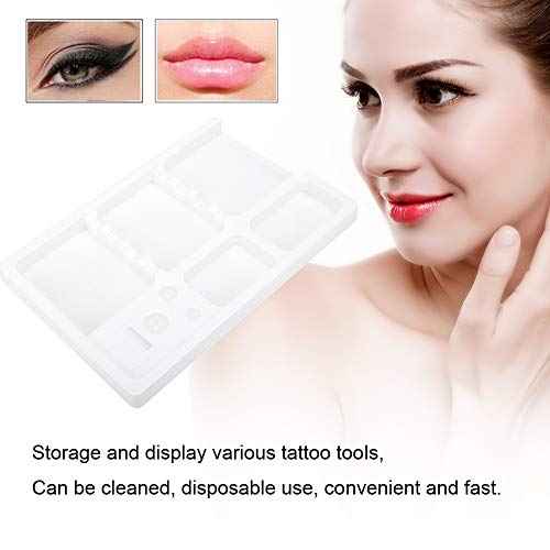 10Pcs Tattoo Cartridge Tray, Disposable Ink Cup Holder Plastic Needle Toner Cup Pigment Rack Holder Washable PVC Tattoo Tray Tool