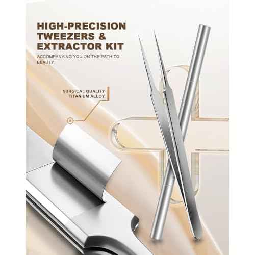 SGNEKOO Professional Facial Milia Removal Tool and Whitehead Extractor,Titanium Alloy Double Ended Needle and Steel Tweezers Kit,Blackhead,Blemish,Zit and Pimple Acne Remover Popper (Stainless Silver)