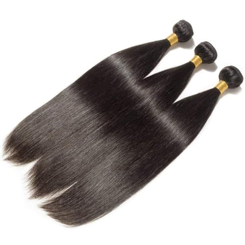 Straight Bundles Human Hair 20 22 24 Inch 100% Unprocessed Brazilian Virgin Hair 3 Bundles Human Hair Trippy Hair Bundle Extension for Black Women Natural Color