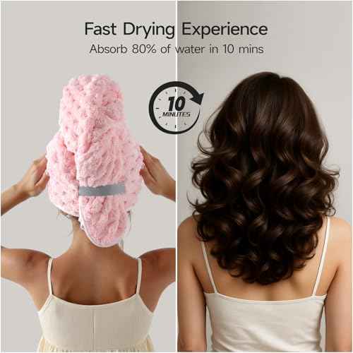 REDKISS 3 Pack Microfiber Hair Towels - Extra Large Hair Towel Wrap for Women, 24x42 inch Hair Towels with Elastic Strap, Super Soft Hair Drying Towels for Long, Thick, Curly Anti Frizz Turbans