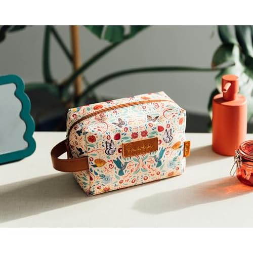 Grupo Erik Frida Kahlo Cosmetic Case | Flower Hanging Toiletry Bag, Waterproof PU Case, Travel Makeup Bag, Travel Toiletry Bag, Frida Kahlo Bag