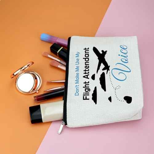 Flight Attendant Gift for Women Makeup Bag Funny Airplane Travel Gifts Travel Essentials Cosmetic Bag Christmas Birthday Gift for Future Pilot Flight Attendant