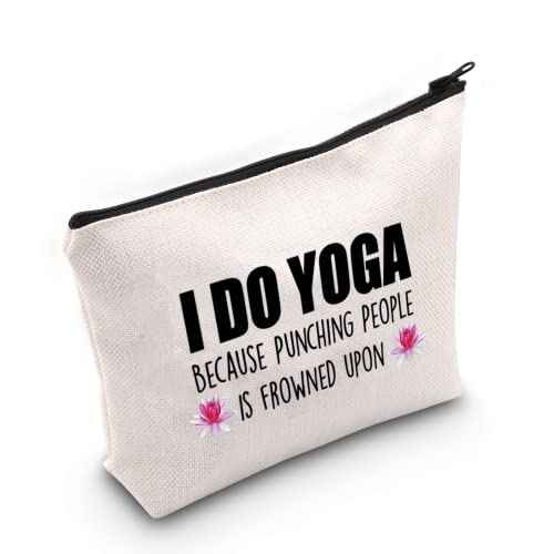 Yoga Gift Yoga Lover Gift Yoga Instructor Makeup Bag I Do Yoga Because Punching People Is Frowned Upon Cosmetic Bag Yoga Teacher Thank You Gift