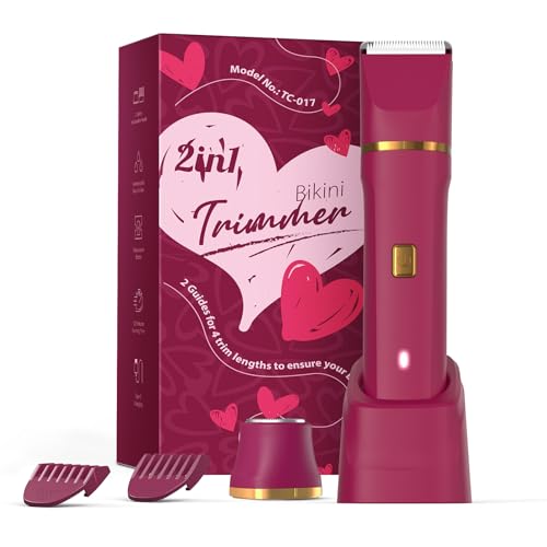 Electric Bikini Trimmer for Women - Waterproof Pubic Hair Trimmer & Facial Shaver, Rechargeable Cordless Electric Razor with Ceramic Blades, IPX7 Shower-Safe for Sensitive Skin, Christmas Gift for Her