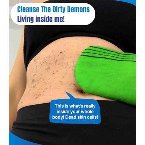 Exfoliating Glove loofah Korean Skin Care face Lip Body Scrub Body wash Dry Brushing Body Brush Bath Towels Foot Back Scrubber scrubbing Bathing Sponge Remover Gloves (Green)