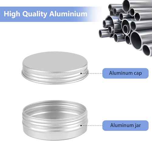 Tins 12 Pack, 2 Ounce Salve Tins with Lids, Small Metal Aluminum Tin Jar Refillable Containers, Round Tin Travel Cosmetic Containers with Screw Lids, Tin Can for Salve, Balm, Lip Balm, Cream