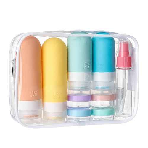 16 Pack Travel Bottles Set - TSA Approved Leak Proof Silicone Squeezable Containers for Toiletries, Conditioner, Shampoo, Lotion & Body Wash Accessories (White)
