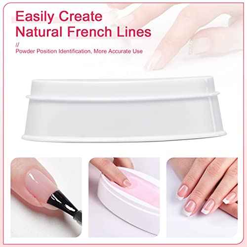 krofaue Nail Dip Container Dipping Powder Tray French Nail Smile Line Molding Manicure Mould Fashion Nail Tool