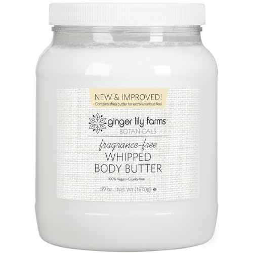 Ginger Lily Farms Botanicals Whipped Body Butter for Dry Skin, Ultra-Hydrating, 100% Vegan & Cruelty-Free, Fragrance-Free, 59 Ounces
