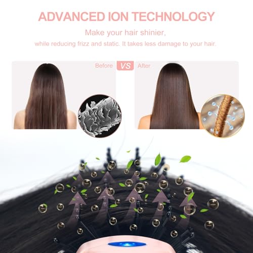 Hair Dryer Brush Blow Dryer Brush in one, Aima Beauty 1.25'' Round Brush Blow Dryer Ionic Hot Air Brush Styler Volumizer with Ceramic Coating & Tufted Bristles for Smooth and Shiny Blowout, Pink
