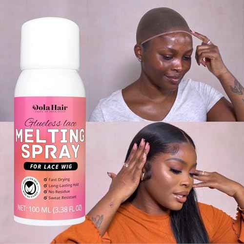 Dolahair Lace Melting Spray for GlueLess Wigs lace Bond Melting Spray Bond Adhesive Wig Glue Spray (Melting Spray/1 Band/1 Brush)