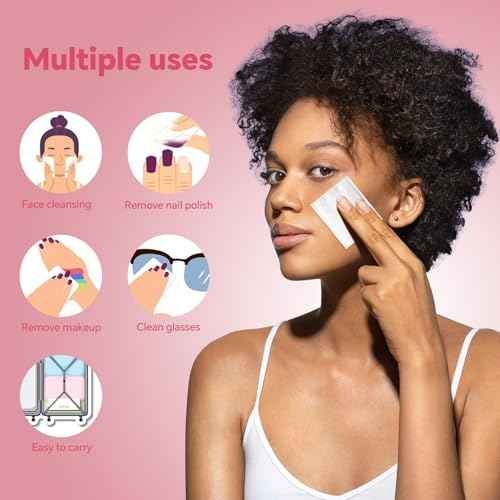 Square Cotton Pads 475 Pcs Makeup Remover Pads Cotton Squares for Face 75 Thick and 400 Ultra-Thin for Daily Skin Care, Pair with Makeup Remover