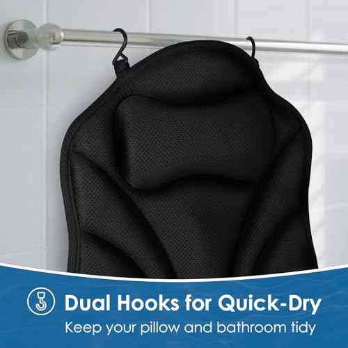 Atsuwell Full Body Bath Pillow for Bathtub, Ergonomic Bathtub Cushion for Neck, Waist, Hip Support, Luxury 3D Mesh Shower Pillow with Non-Slip Suction Cups & Dual Hooks, Pressure Relief, 51'' x17''