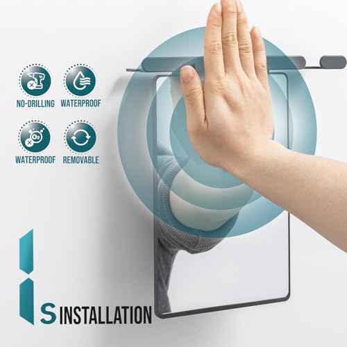 TAILI Shower Mirror Fogless for Shaving - with Powerful Suction, Razor Holder for Shower, Anti-Fog Adjustable for Bathroom,Makeup Shave Mirror Wall Mounted, Shatterproof & Removable,Grey