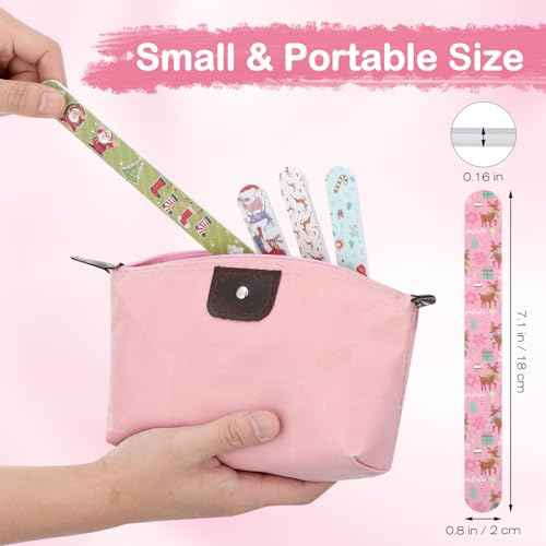 12Pcs Nail Files, Colorful Random Pattern Emery Boards for Nails, Christmas Double Sided Reusable Manicure Pedicure Tools, Fingernail Files for Women Girls Natural & Acrylic Nails