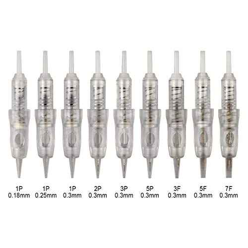 50pcs Guapa 9mm Spiral Cartridge Needles Disposable Tattoo Needles Stainless Steel Sterilized Cartridges Needles for Tattoo Machine Eyebrows Eyeliner Lip Permanent Makeup Machine (0.25mm 1P)