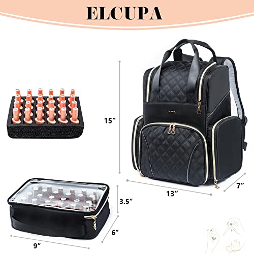 Nail Polish Organizer Backpack Holds 48 Bottles (0.5 Fl Oz) and a Nail Dryer, Nail Polish Storage Bag With 2 Removable Boxes for Nail Suppliers,Nail Kit, Gel Polish