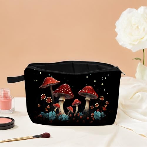 Mushrooms Makeup Bag for Women Travel Cosmetic Organizer Bag Teacher Appreciation Gifts Small Zipper Toiletry Bag