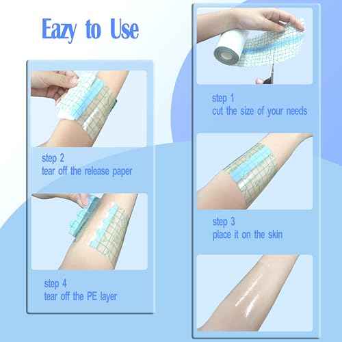 6 Rolls Tattoo Aftercare Bandage - Second Skin Tattoo Cover Up Patch Tape Tattoos Waterproof Bandage Transparent Film for Healing Tattoos Supplies Swimming Shower (2 Inch, 4 Inch, 6 Inch)
