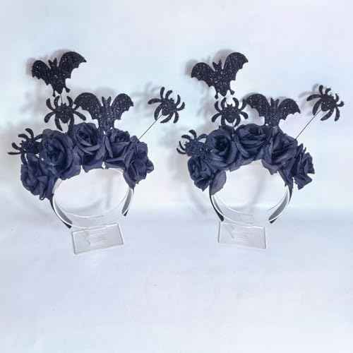 Halloween Headbands for Women and Girls Festival Hair Accessories Non Slip Halloween Party Decorations Black Rose Spider Bat Cute Fashion Headband 1 Pcs Universal Size