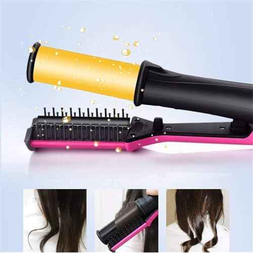 2-in-1 Professional Hair Straightener and Curler, LCD Display, 360¡Æ Rotating Cord, Ceramic Plates, 13 Heat Settings, Black/Pink
