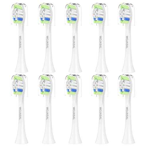 Replacement Toothbrush Brush Heads Compatible with Philips Sonicare Electric Toothbrushes with Click-on System Dupont Bristles for Optimal Plaque Remove, Pack of 10, White