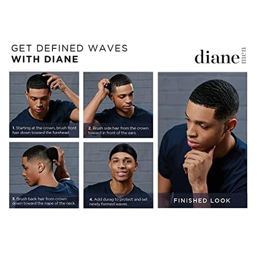 Diane Boar Bristle Brush for Men and Women - Fine to Medium Hair Styling, Wave Styles, Smoothing, Soft Scalp, Club Handle