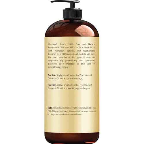 Handcraft Blends Fractionated Coconut Oil - 16 Fl Oz - 100% Pure and Natural - Premium Grade Carrier Oil for Skin, Hair and Body - Massage - Hair Tonic